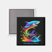 Aimant Splash de requin coloré (Recto/Verso)