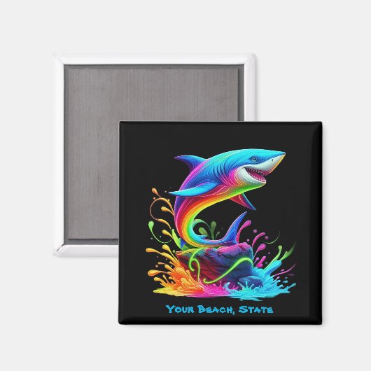 Aimant Splash de requin coloré (Recto/Verso)