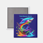 Aimant Splash de requin coloré (Recto/Verso)