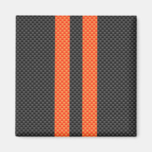 Aimant Sportif Vibrant Orange Stripes Carbone Fibre Style