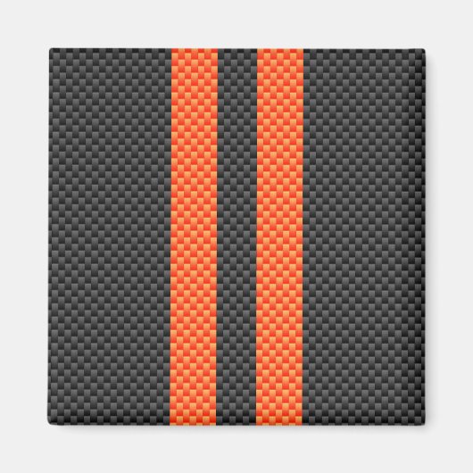Aimant Sportif Vibrant Orange Stripes Carbone Fibre Style (Devant)