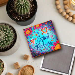Aimant Spread Kindness Floral Inspirant Bleu tendance