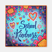 Aimant Spread Kindness Floral Inspirant Bleu tendance (Devant)