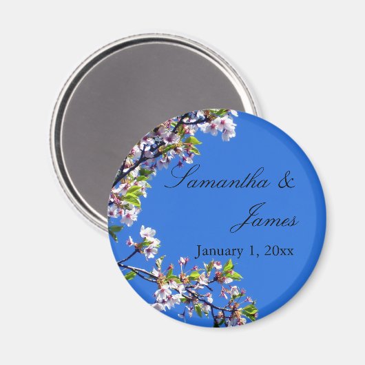 Aimant Spring Blossoms et Sky Mariage personnel (Recto/Verso)