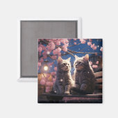 Aimant Spring Sweet Cherry Blossoms Kittens (Recto/Verso)
