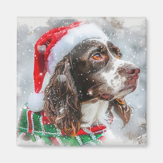 Aimant Springer Spaniel Chien Fête de Noël (Devant)