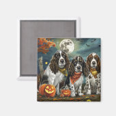 Aimant Springer Spaniel Halloween Éffrayant (Recto/Verso)
