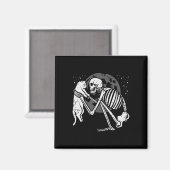 Aimant Squelette Chat Crâne Kitty Cute Goth Halloween Men (Recto/Verso)
