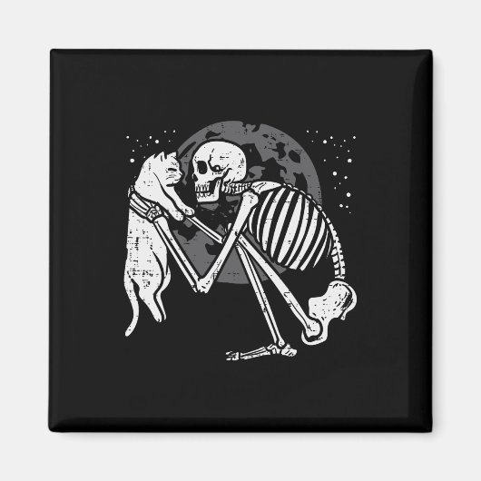 Aimant Squelette Chat Crâne Kitty Cute Goth Halloween Men (Devant)