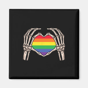 Aimant Squelette Coeur main Signal Retro Halloween Lgbt P