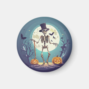 Aimant Squelette dansant sous la lune Halloween