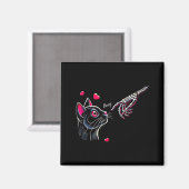 Aimant Squelette de chat noir à main Boop Saint-Valentin  (Recto/Verso)