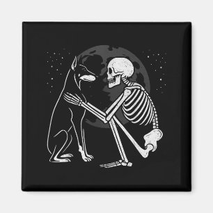 Aimant Squelette de Doberman Pinscher Lune Halloween Chie