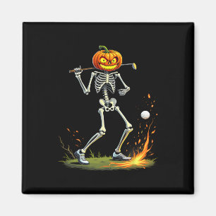 Aimant Squelette de golf drôle d'Halloween Citrouille de