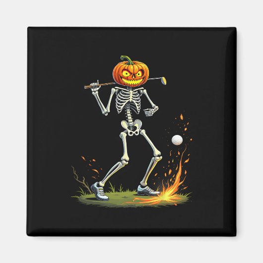 Aimant Squelette de golf drôle d'Halloween Citrouille de  (Devant)