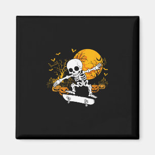 Aimant Squelette de skateboard Halloween patineur en plan