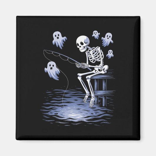 Aimant Squelette drôle de pêcheurs amateurs de spooky Hal (Devant)
