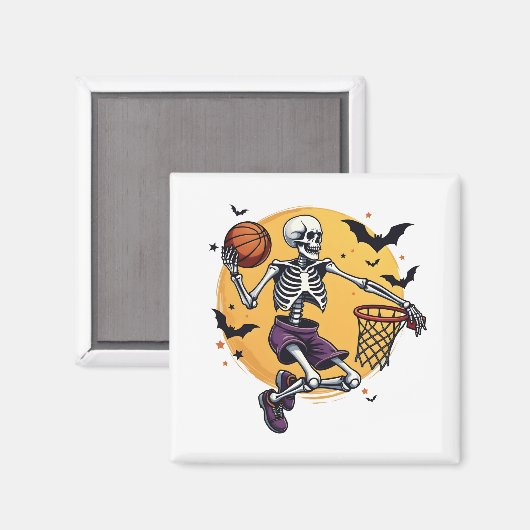 Aimant Squelette éffrayant Dunking Basketball Graveyard (Recto/Verso)