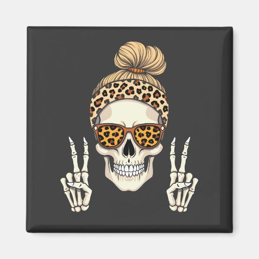 Aimant Squelette éffrayant Leopard Halloween maman (Devant)