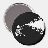 Aimant Squelette Jouer une corne Faire de la musique (Recto/Verso)