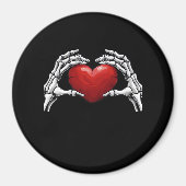 Aimant Squelette Mains Tenant Un Coeur Rouge Design Class (Devant)