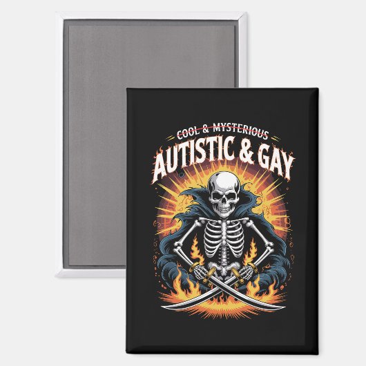 Aimant Squelette Pas Cool Et Mystérieux Autiste Gay (Recto/Verso)