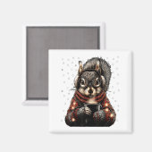 Aimant Squirrel With Gles Christmas Lights Funny Coffee W (Recto/Verso)