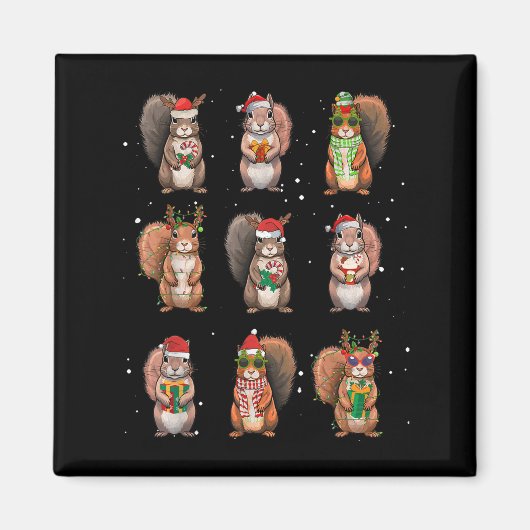 Aimant Squirrels Christmas Lights Decor Funny Squirrel Lo (Devant)
