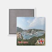 Aimant SRD054 PORTO CERVO Le port, Sardaigne, Réfrigérate (Recto/Verso)