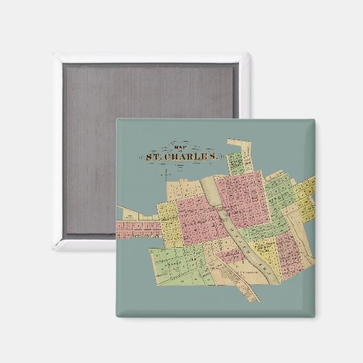 Aimant St Charles ILLINOIS 1871 CARTE FOX RIVER KANE COMT (Recto/Verso)