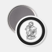 Aimant St Joseph Priez pour nous Noir, Blanc, Catholique (Recto/Verso)