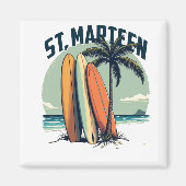 Aimant St. Marteen - Surfboards en retrostrand Magneet (Voorkant)