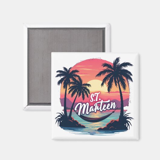 Aimant St. Marteen - Zonsondergang en hamer tr Magneet (Voorkant / Achterkant)