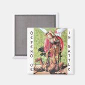 Aimant ST. MICHAEL, DRAGON ET JUSTICE, Rouge Vert Brown (Recto/Verso)
