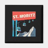 Aimant St. Moritz Skiing - Retro St. Moritz Ski  (Devant)