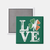 Aimant St Patrick Love Chance Irlande Trèfle Vert  (Recto/Verso)
