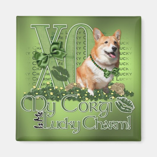 Aimant St patrick - Me Lucky Charm - Corgi - Owen (Devant)