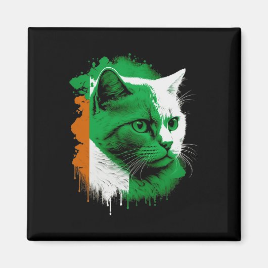 Aimant St. Patrick's Day Chat Drapeau irlandais Hommes fe (Devant)