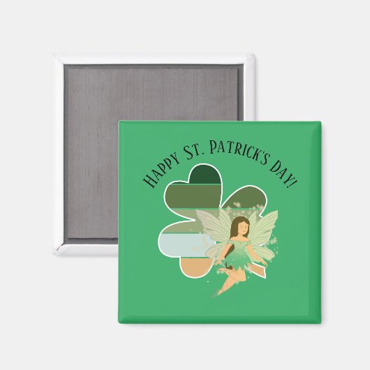 Aimant St. Patrick's Day Distressed Shamrock Irish Fairy (Recto/Verso)