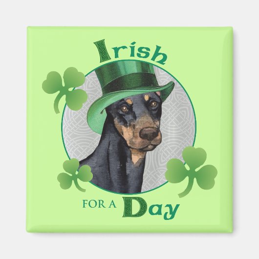 Aimant St. Patrick's Day Doberman Pinscher (Devant)
