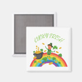 Aimant St. Patricks Day -Funny Lucky Irish Leprechaun (Recto/Verso)