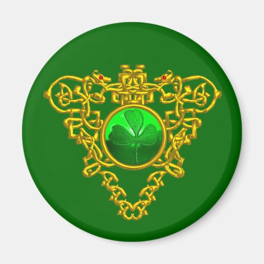 Aimant ST. SHAMROCK vert du coeur CELTIQUE DE LA JOURNÉE  (Devant)