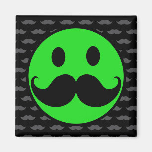 Aimant Stache Mustache verte Retro