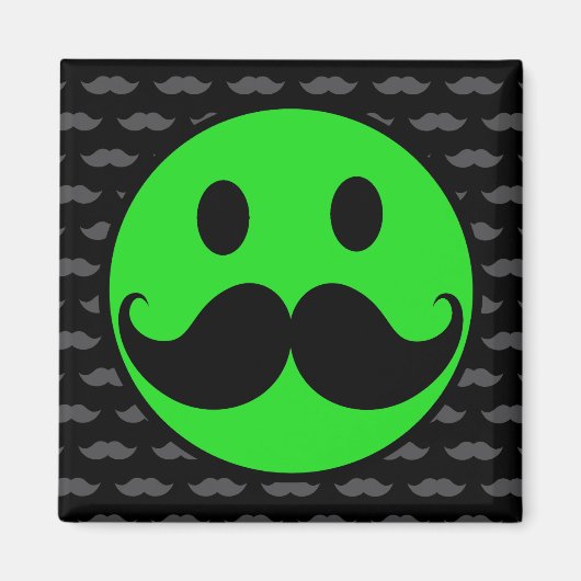 Aimant Stache Mustache verte Retro (Devant)