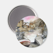 Aimant Staithes, North Yorkshire, Angleterre Aquarelle (Recto/Verso)