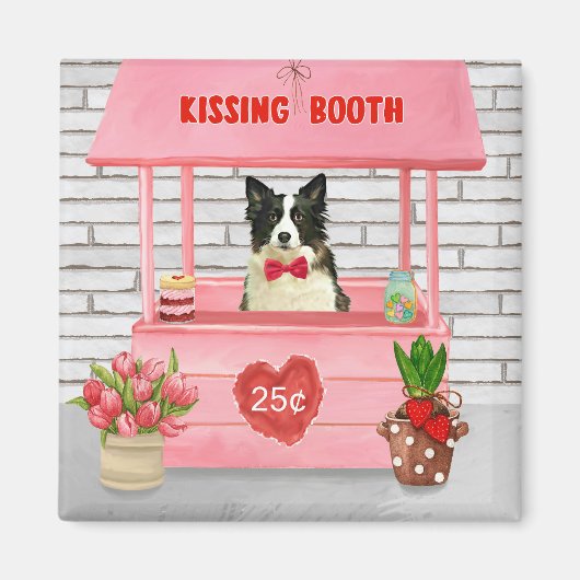 Aimant Stand de baisers de Border Collie pour la Saint-Va (Devant)