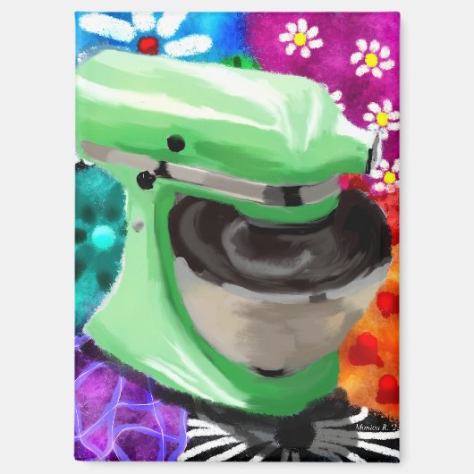 Aimant Stand Mixer Funky Art Abstrait Vert rose (Recto)