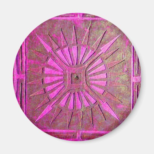 Aimant STAR DU MATIN Rose, Fuchsia Black, Monogramme (Devant)