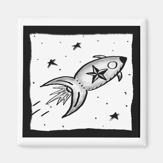Aimant Star Rocket Ship par Cussdum Designs (Devant)
