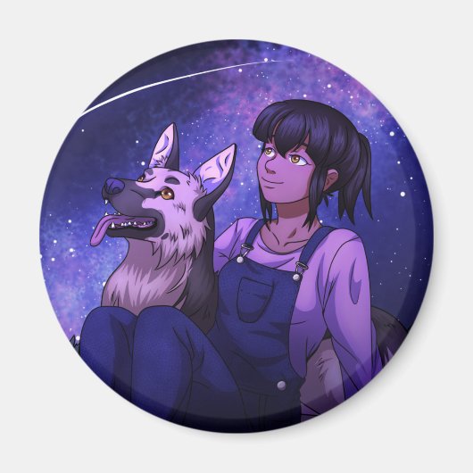 Aimant Stargazing avec un chien (Devant)